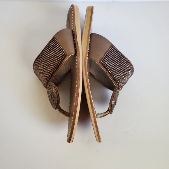 Laid Back London Women's Brown Beaded Leather Toe-Post Sandals Sz.8 - Picture 6 of 10